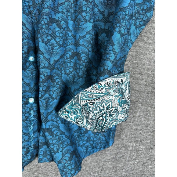 Robert Graham Shirt Adult Small Blue Bayview Paisley Button Up Long Sleeve Men - Picture 4 of 6